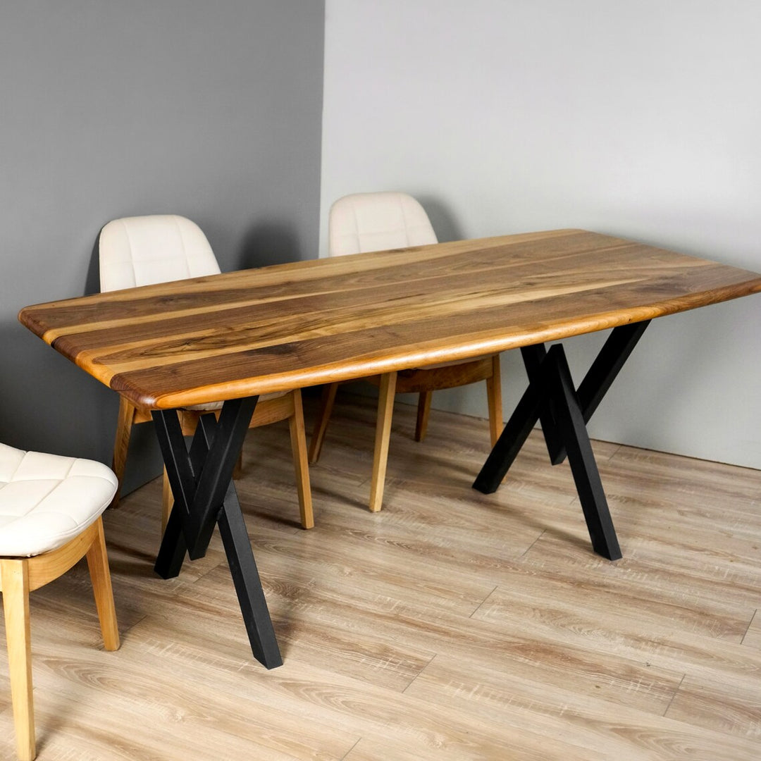 Smooth Table Solid Wood Walnut Dining Table - Smooth Edge Kitchen Table
