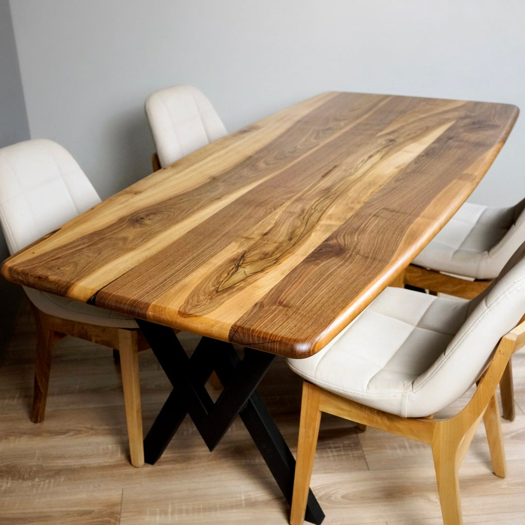 Kitchen Table Solid Solid Wood Walnut Dining Table - Smooth Edge Kitchen Table