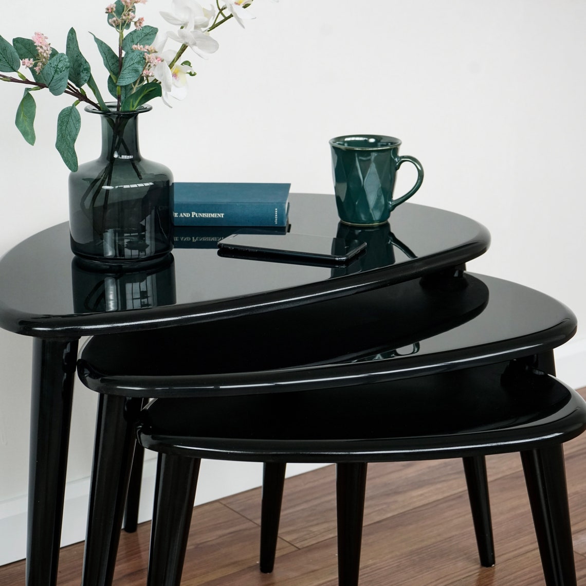 Nesting Table Icon Black Nesting Tables Set of 3 - Ercol Style