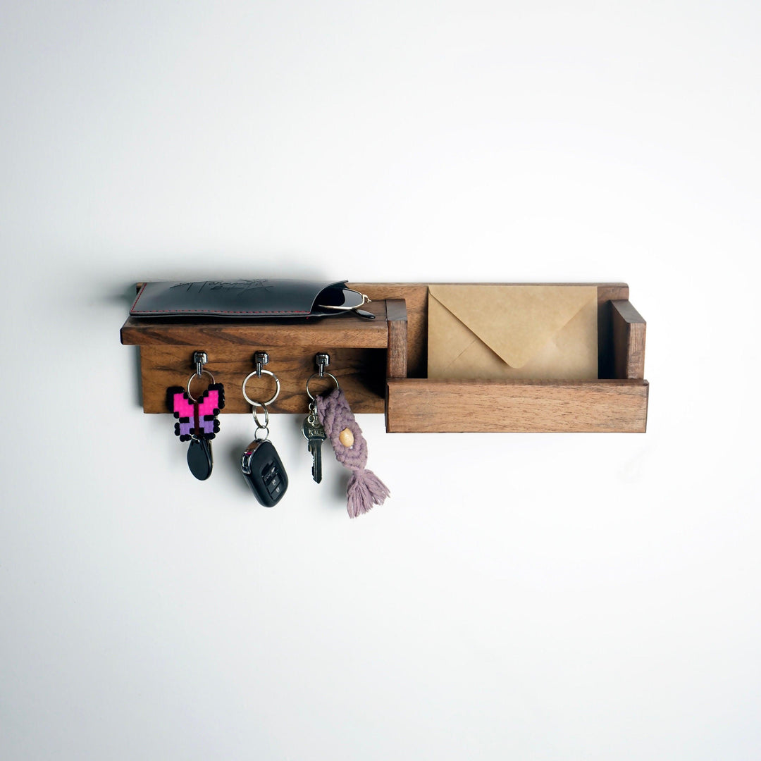 Walnut Key Rack Wooden Key Holder for Wall - Walnut