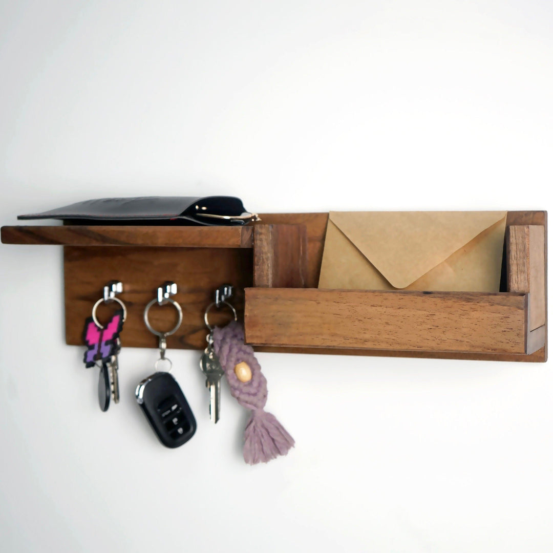 Walnut Key Rack Wooden Key Holder for Wall - Walnut