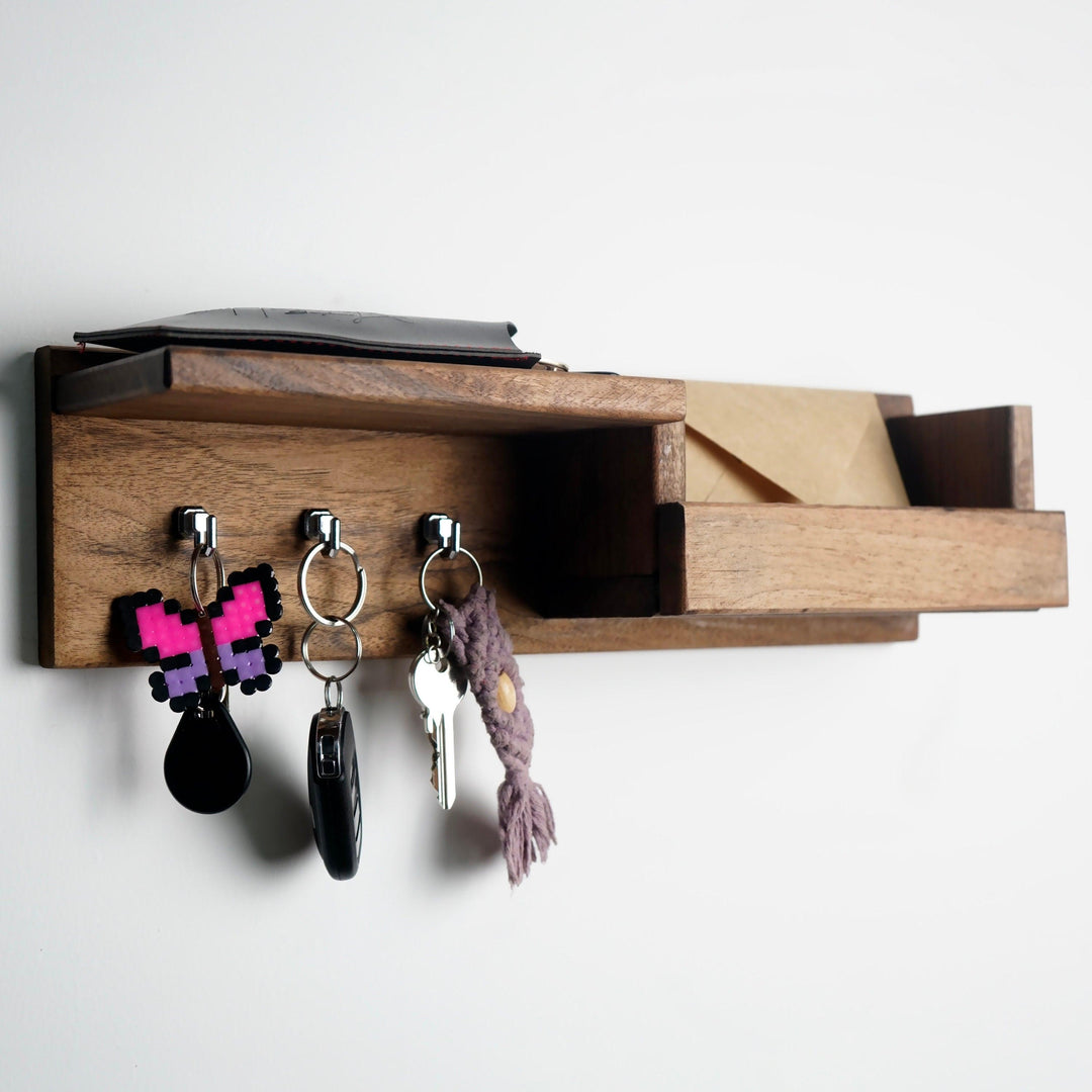 Walnut Key Rack Wooden Key Holder for Wall - Walnut